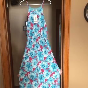 Fuschia/blue maxi dress NWT